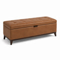 Banc de rangement en cuir synthétique brun