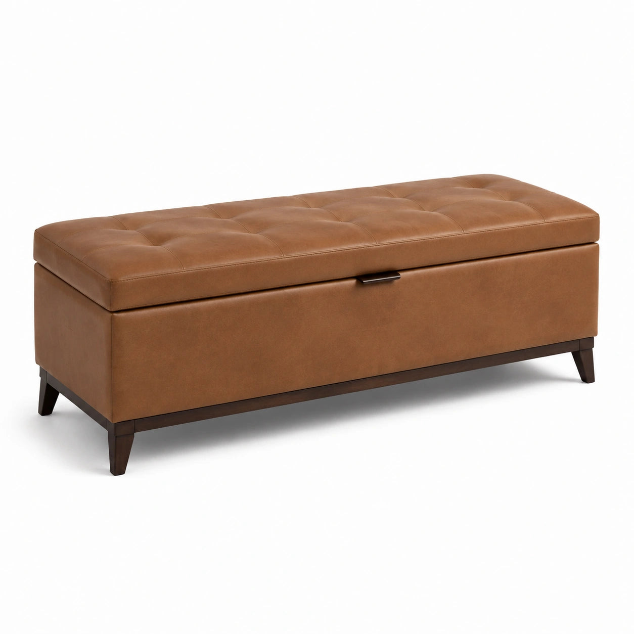 Banc de rangement en cuir synthétique brun