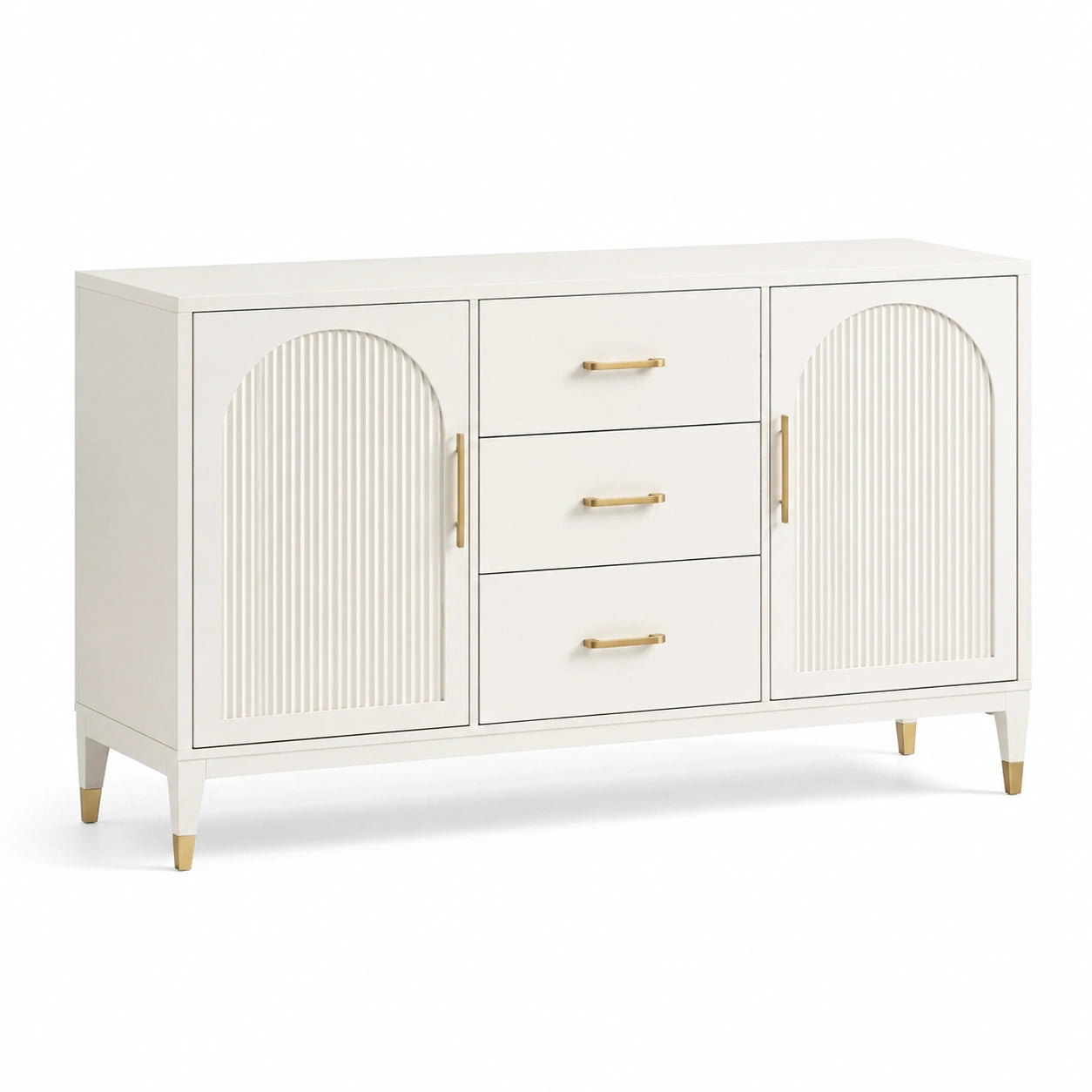 Buffet en bois MDF avec portes et tiroirs en métal 150x45x85 cm