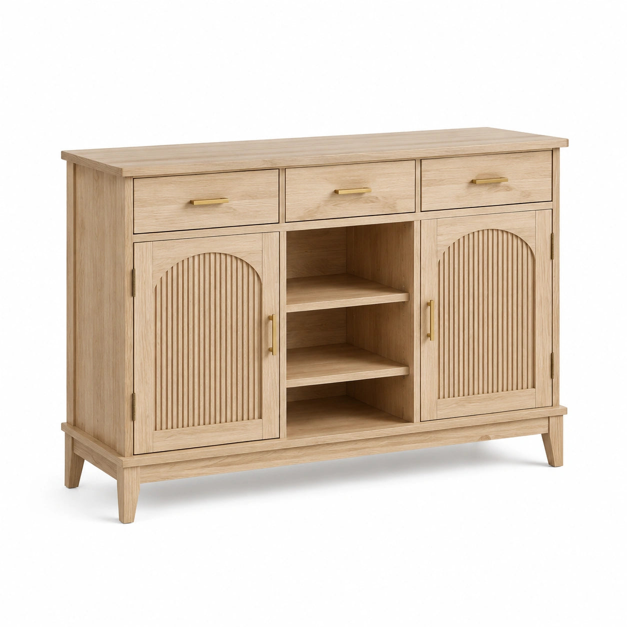 Buffet en bois de chêne clair avec portes et étagères