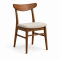 Chaise en bois avec assise en tissu de polyester beige