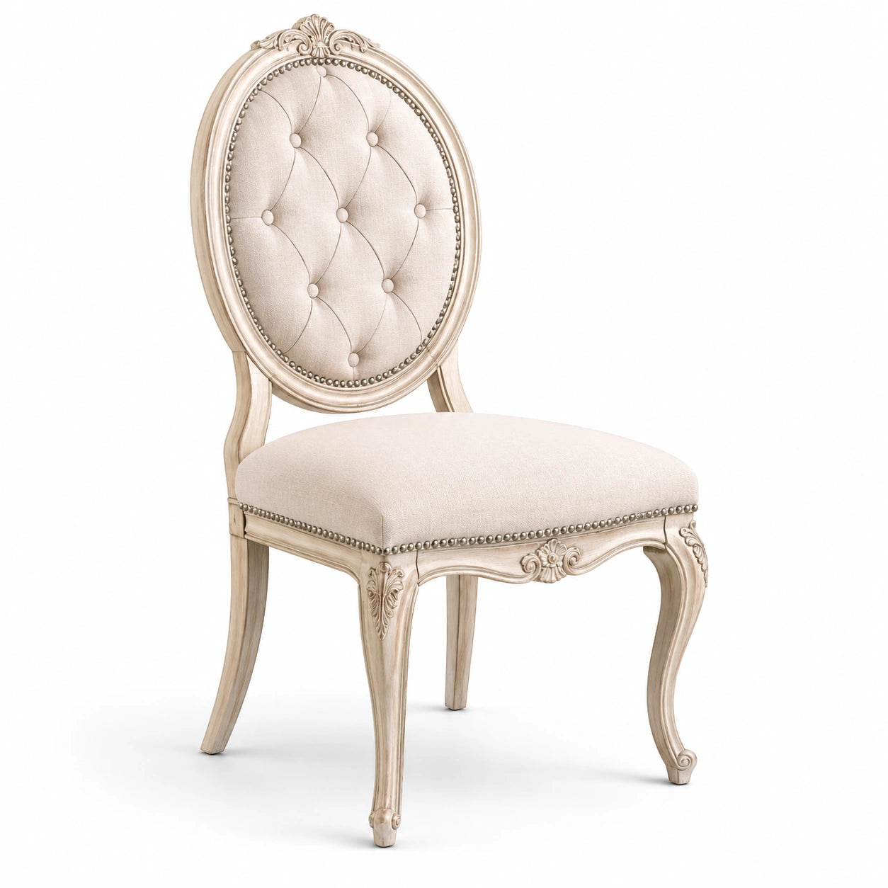 Chaise en bois avec revêtement en polyester beige