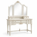 Coiffeuse en bois blanc crème avec trois miroirs
