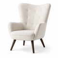 Fauteuil en bois et laine bouclée crème 85x75x102 cm