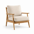 Fauteuil en tissu polyester beige avec structure en chêne