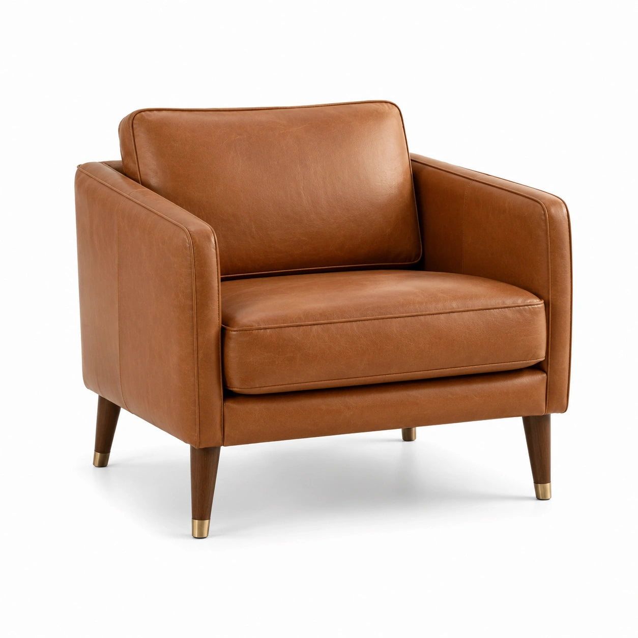 Fauteuil en cuir avec pieds en bois 85x85x85 cm