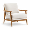 Fauteuil en bois et tissu bouclé beige 75x80x85 cm
