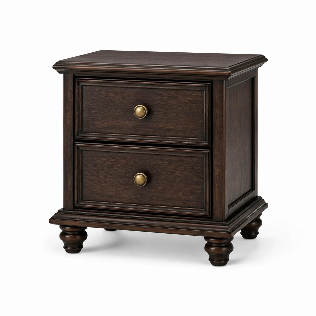 Table de chevet en bois d'acajou avec 2 tiroirs