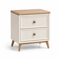 Table de chevet en bois avec 2 tiroirs blanc et chêne clair