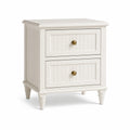 Table de chevet en bois avec deux tiroirs blancs