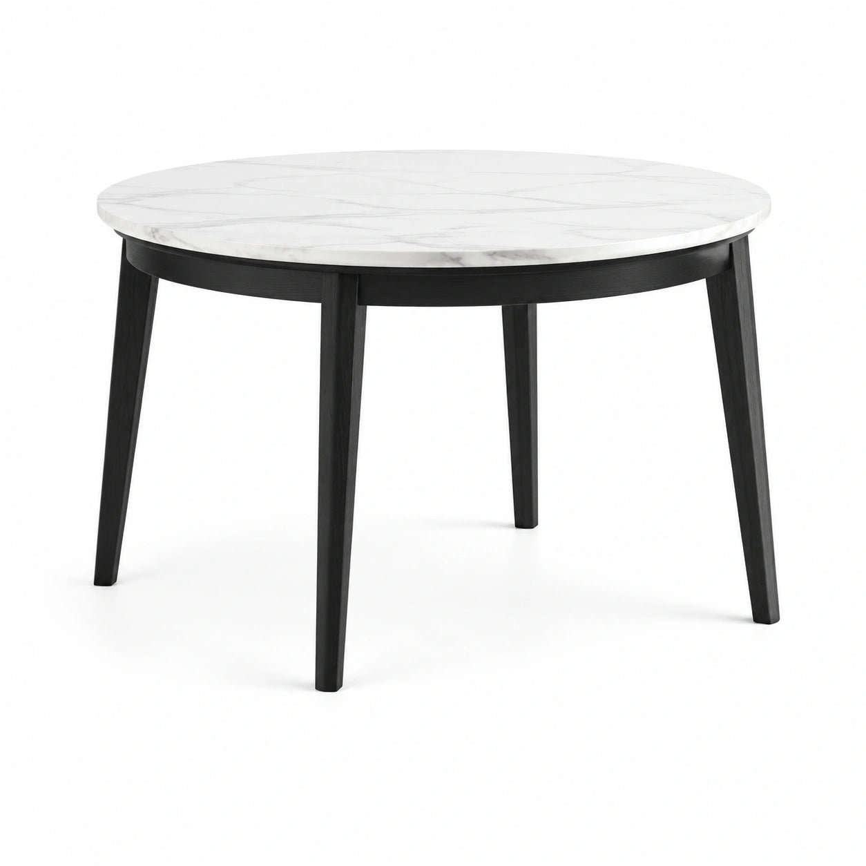 Table ronde en marbre avec pieds en bois noir 110cm
