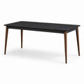 Table en bois noire avec pieds marron 180 cm