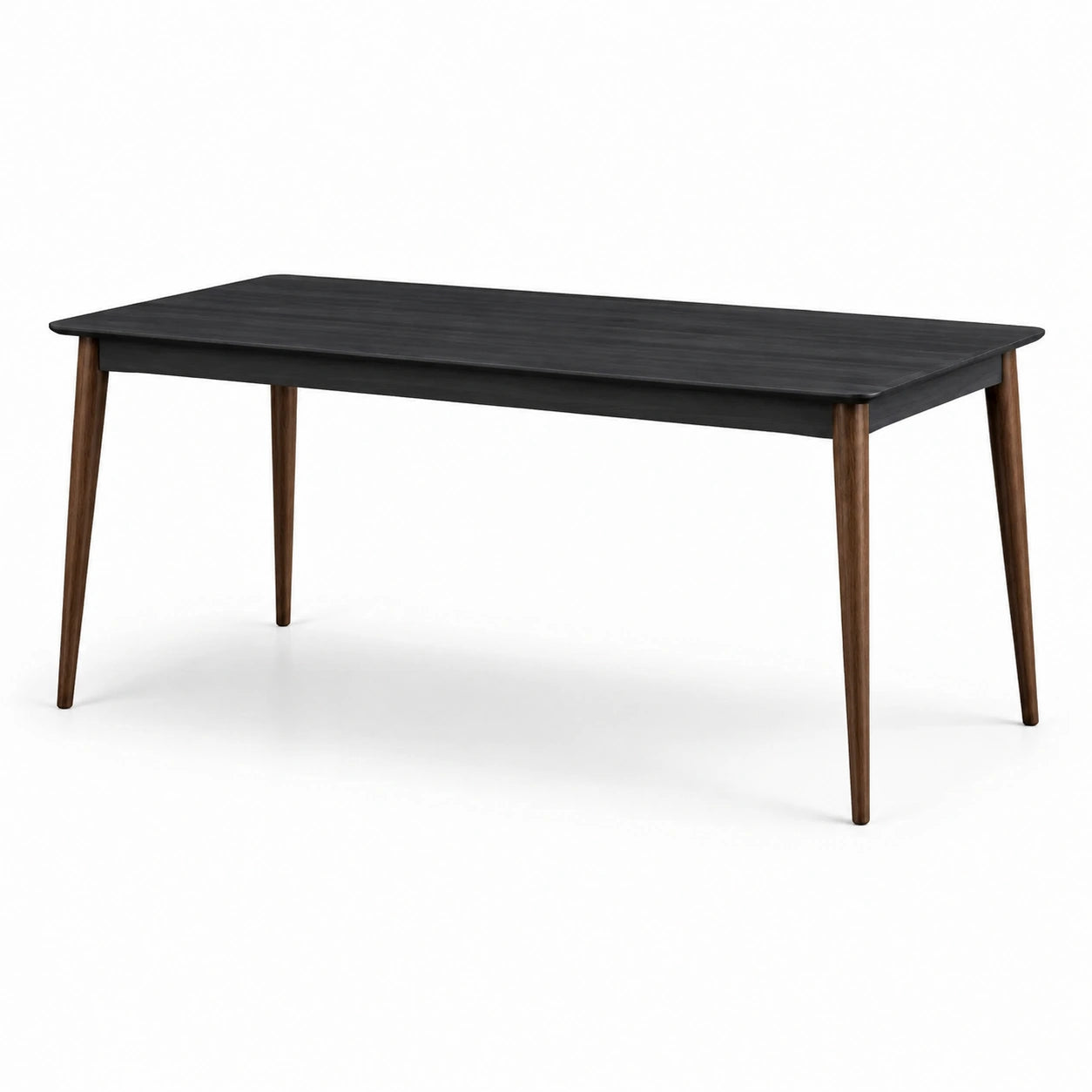 Table en bois noire avec pieds marron 180 cm
