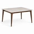 Table de salle à manger en bois et céramique blanche 150x90x75 cm