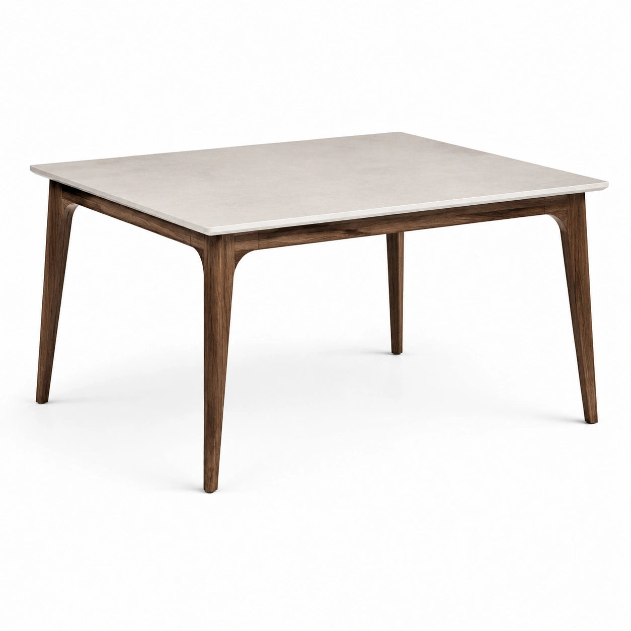 Table de salle à manger en bois et céramique blanche 150x90x75 cm
